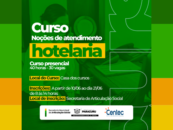 Curso de Noções de atendimento em hotelaria